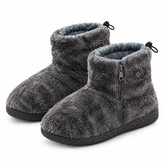 SnugSoles Heated Plush Boots - Charcoal